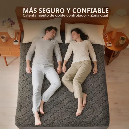 Vista 3 de Electric Heated Mattress Pad 78x80IN Dual Controllers Heating Mattress Pad King Size 6 Heat Settings 1-9-Hour Timer Auto-Off Deep Pocket Machine