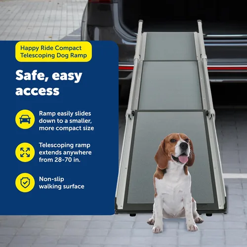 Vista 3 de PetSafe Happy Ride - Rampa telescópica compacta para perros, rampa portátil para mascotas, para automóviles, camiones y SUV con tamaño ajustable
