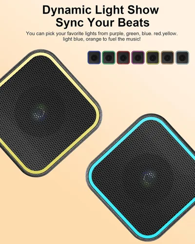 Vista 6 de Altavoz Bluetooth portátil, altavoz inalámbrico con luces, micrófono integrado Bluetooth 5.3, inalámbrico portátil de hasta 10 horas