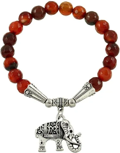 Vista 5 de Falari brazalete de piedras naturales de amuleto de elefante