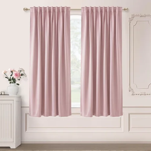 Vista 10 de SHINELAND Cortinas opacas cortas para ventanas de dormitorio, cortinas de baño, 45 pulgadas de largo