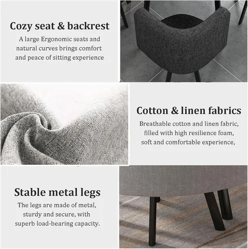 Vista 5 de Juego de mesa de comedor cuadrada con sillas, mesa de cocina compacta y 4 sillas, mesa de conferencias moderna con sillas, mesa de recepción