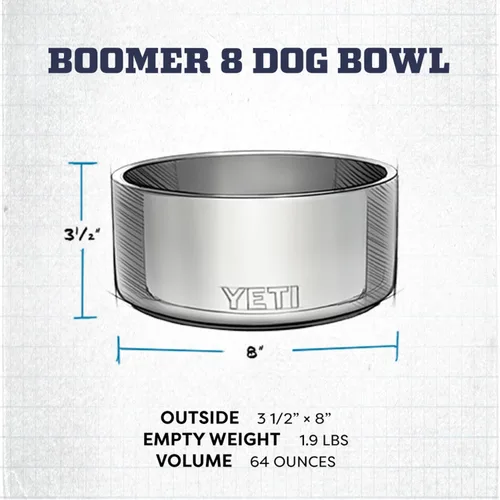 Vista 4 de YETI Boomer 8 - Tazón antideslizante y de acero inoxidable para perro, con capacidad de 64 onzas Blanco