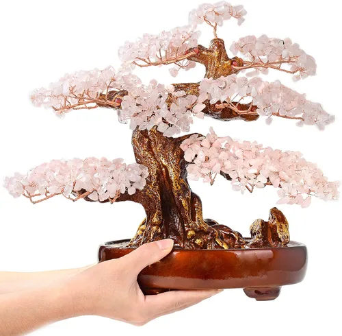 Vista 10 de KALIFANO Amatista natural (1,251 piedras preciosas) Árbol de cristal de chakra con propiedades curativas – Bonsái Feng Shui árbol de dinero