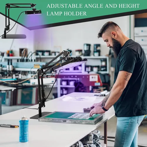 Vista 4 de Kit de unidad de exposición LED de 50 W, unidad de exposición de impresión de pantalla de luz UV con soporte ajustable retráctil para impresión