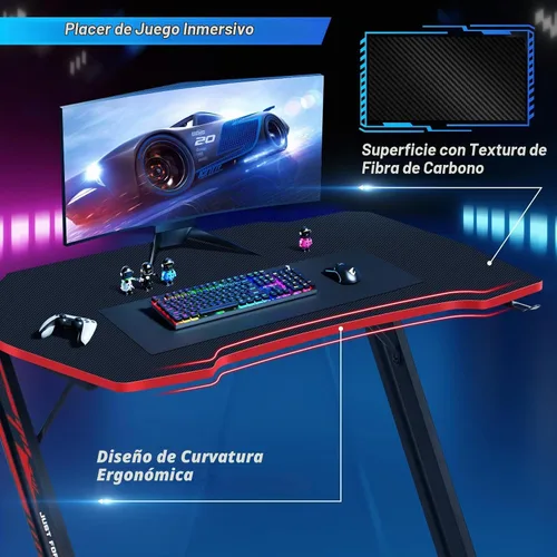 Vista 7 de Escritorio para juegos de 35 pulgadas en forma de Z, moderno y ergonómico para computadora, mesa de computadora para computadora en casa, oficina