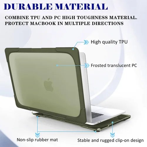 Vista 3 de Mektron Funda rígida para MacBook Air 13 A1466 A1369, resistente y de doble capa, con parachoques de policarbonato TPU para MacBook Air de 13.3