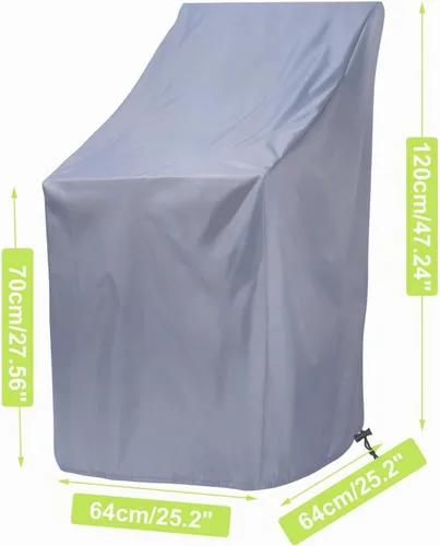 Vista 2 de Fundas Impermeables para Sillas Apilables, Fundas para Muebles de Patio Exterior Uranshin Sillas Apiladas 210D Oxford Fundas para Sillas de Descanso