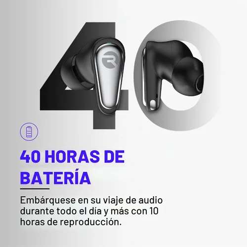 Vista 6 de Raycon Pro Earbuds inalámbricos Bluetooth + 6 micrófonos con cancelación activa de ruido híbrida, auriculares resistentes al sudor y al agua Negro