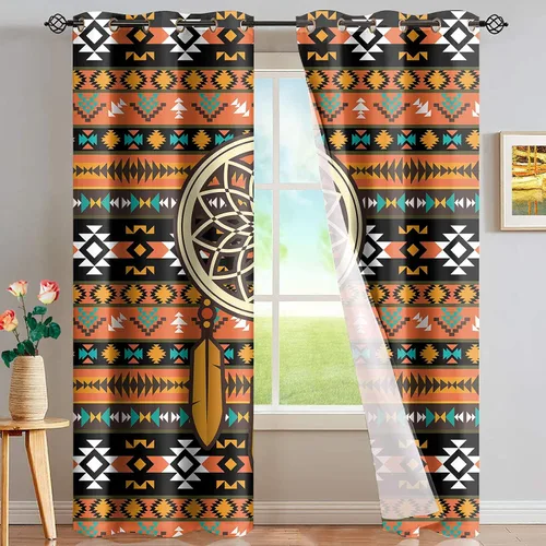 Vista 15 de Dreaweet African Tribal Blackout Curtains 63 Inch Long 2 Panels Set Bohemian Ethnic Geometric Grommet Top Thermal Insulated Curtains for Living Room