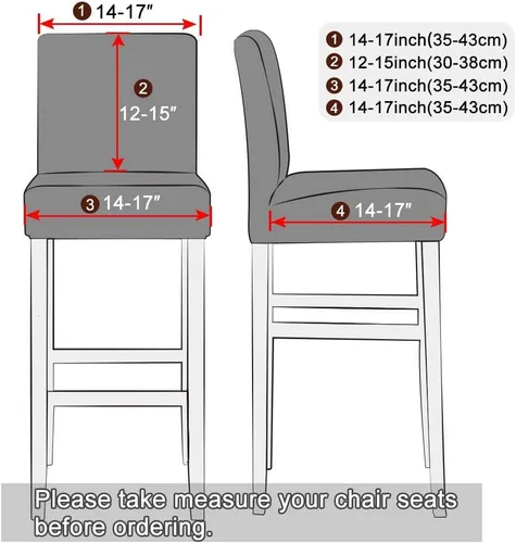 Vista 5 de Lellen Juego de 2 fundas para taburetes de bar, fundas jacquard para taburetes de bar, fundas deslizables elásticas para taburetes de bar