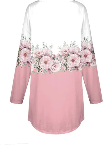 Vista 4 de DealinM Womens Tops Dressy Casual Solid Long Sleeve Outfits Round Neck Lightweight Sweatshirts Casual Loose T Shirt