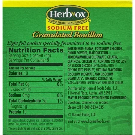 Vista 2 de Paquete de caldo granulado con sabor a pollo sin sodio Herb-Ox, caja de 8 unidades (paquete de 2)