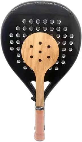 Vista 2 de Raqueta de pádel de tenis de cuchara de madera para entrenamiento de taladro de puntero de tenis casero