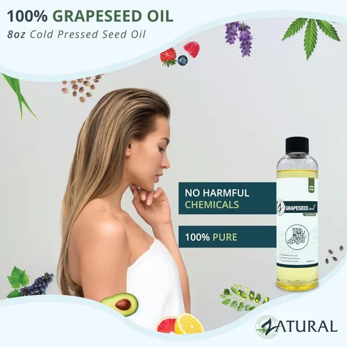 Vista 2 de 100 % aceite puro de semilla de uva, prensado en frío, virgen, sin diluir