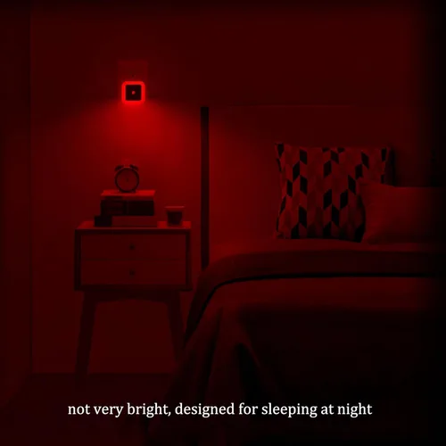 Vista 3 de Paquete de 4 luces LED rojas de 0.5 W para dormir (tenue/no demasiado brillante), luz nocturna de pared enchufable con sensor de luz automático