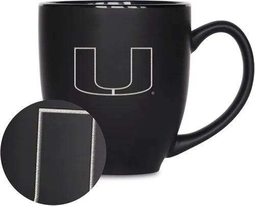Vista 112 de Rico Industries - Taza de cerámica mate negra con grabado láser estándar de 15oz para NCAA (escuelas T & U) - Para bebidas calientes o frías