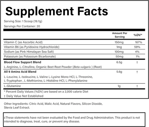 Vista 8 de PURE Amino+ - Aminoácidos esenciales en polvo, 30 porciones, 17.64 oz - EAA de espectro completo con L-arginina, L-citrulina y raíz de remolacha