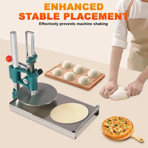 Vista 4 de Máquina de prensa de masa de pizza, máquina de prensa manual de pastelería de 7.9 pulgadas, máquina de acero inoxidable para masa de pizza doméstica
