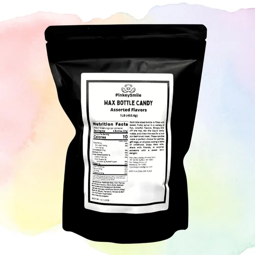 Vista 2 de Botella de cera para bebida de caramelo - Golosinas retro nostálgicas de variedad clásica de sabores (1 LB)