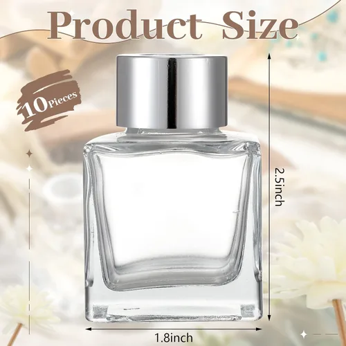 Vista 3 de Sabary Juego de 10 botellas de difusor de vidrio cuadradas vacías 1.7oz