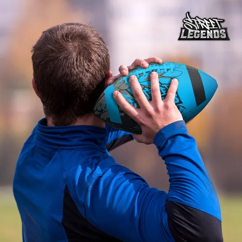 Vista 5 de Street Legends Fútbol Americano Juvenil, Balón de Fútbol Americano de Cuero Compuesto con Estampado de Grafiti Talla 8 - Incluye Bomba, Hecho
