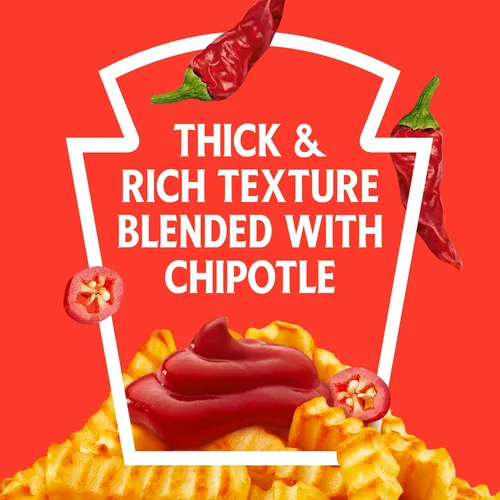 Vista 6 de Heinz Ketchup de tomate mezclado con chipotle, botella exprimible de 14 onzas