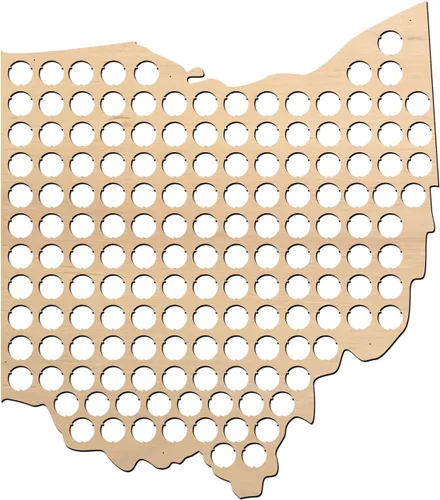 Vista 13 de Mapa con tapas de cerveza, 50 estados, Madera
