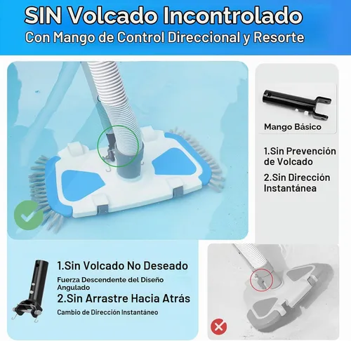 Vista 9 de TidyMister - Cabezal de vacío de piscina con peso rectangular con limitador de ángulo base