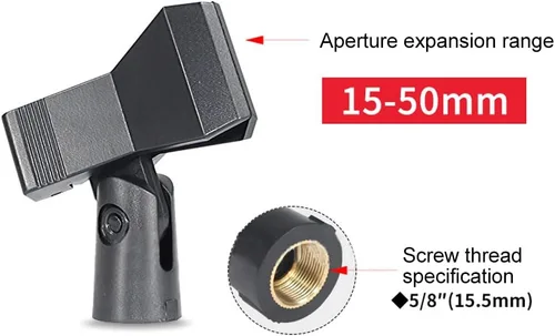 Vista 3 de 2 clips de micrófono, soporte de clip de micrófono ajustable para soporte de micrófono, abrazadera de soporte de micrófono para micrófonos de mano