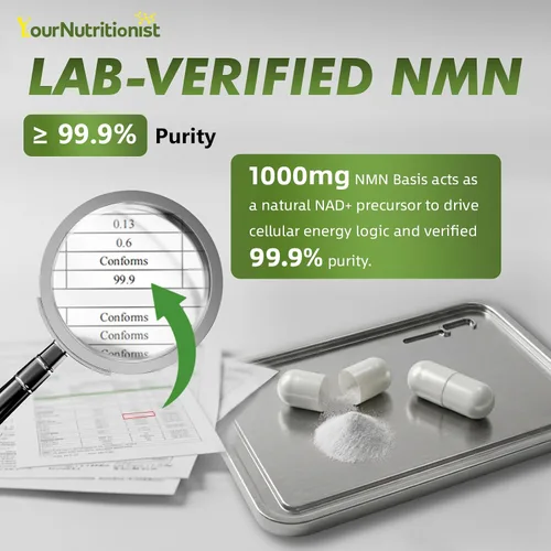 Vista 3 de Suplementos NMN de 1000 mg – 99.9% de pureza probada – Precursor NAD+ – Sin OMG – 60 cápsulas veganas