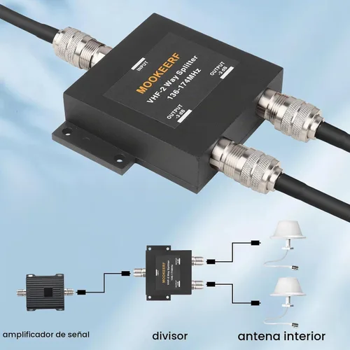 Vista 6 de MOOKEERF Divisor VHF-2 Way para 136-174MHz HAM CB o VHF Radio 50 Ohm VHF Splitter con conector UHF hembra (SO-239)