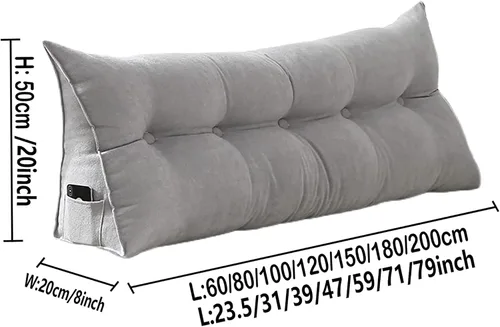 Vista 8 de Cojín de respaldo triangular para cabecero, almohada de lectura doble grande para sofá cama, cojín lumbar de cuña con funda extraíble