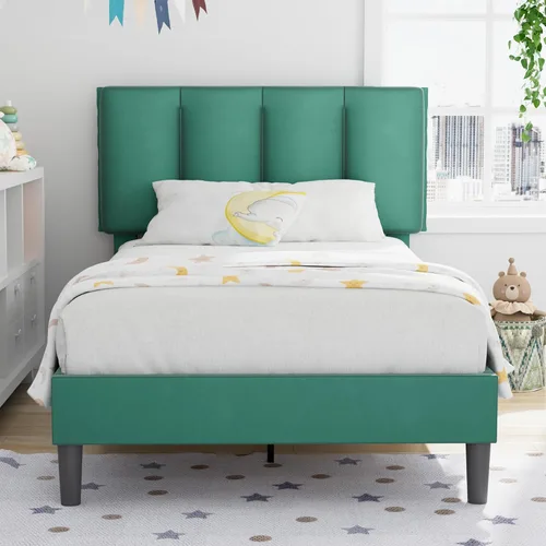 Vista 61 de VECELO Base de cama de tamaño individual con cajón de almacenamiento, base de cama de plataforma resistente con cabecera y fuerte soporte de Negro