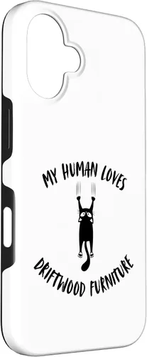 Vista 3 de iPhone 16 My Human Loves Driftwood Furniture - Cat Parent Hobby Lover Case