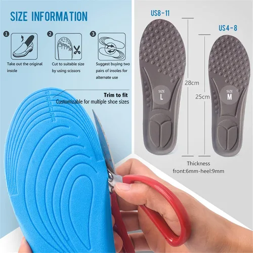 Vista 4 de 3 pares de plantillas de repuesto cómodas para zapatos, masaje de pies, suelas de zapatos transpirables, plantillas de alivio para el trabajo y uso