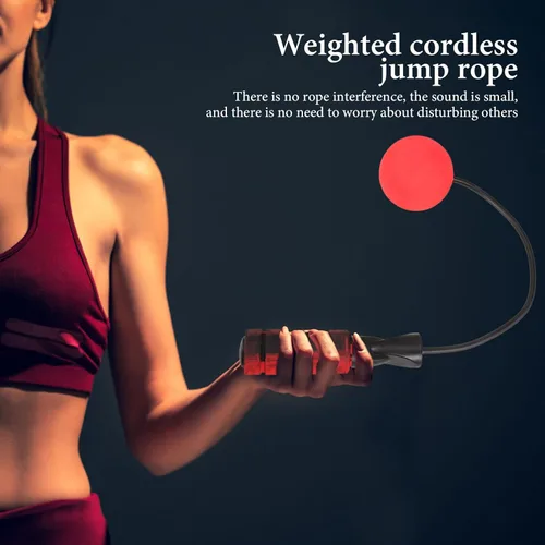 Vista 4 de Luxshiny Cordless Jump Rope with Weighted Balls Non-slip Handle Portable Skipping Rope for Fitness Adults Home Workout for Women and Men