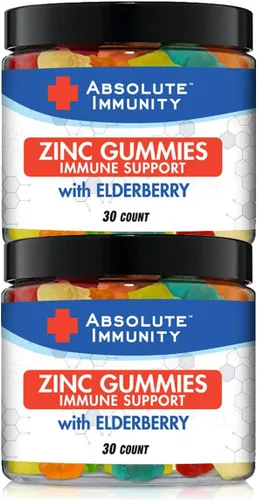 Vista 3 de Absolute Immunity - Gomitas de ZINC y saúco, salud del sistema inmunológico, adultos y niños, 30 unidades, paquete de 2