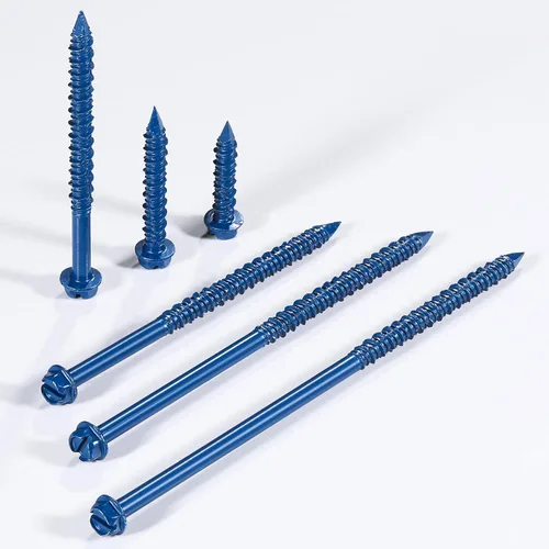 Vista 5 de Wensilon (30 piezas) 1/4 "* 1-1/4" cabeza hexagonal ranurada anclaje tornillo de hormigón cabeza hexagonal azul, utilizado para anclar mampostería