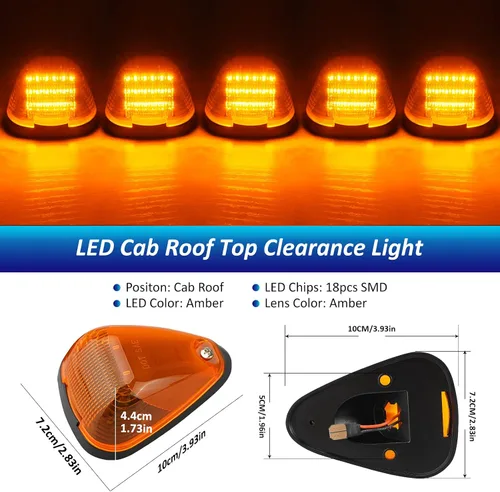 Vista 2 de D-Lumina Luces LED de techo de cabina con lente ámbar para Ford F150 F250 F350 F450 F550 F650 F750 E150 E250 E350 E450 1999-2016 Super Duty Camiones