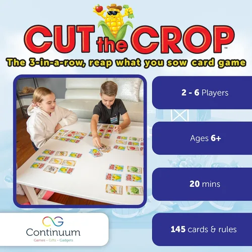 Vista 6 de Continuum Games Juego de cartas Cut The Crop The 3 in a Row Farm - Juego de memoria a juego para 2 a 6 jugadores de 6 años en adelante