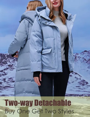 Vista 3 de YISEVEN Chaqueta ligera impermeable desmontable con capucha para mujer