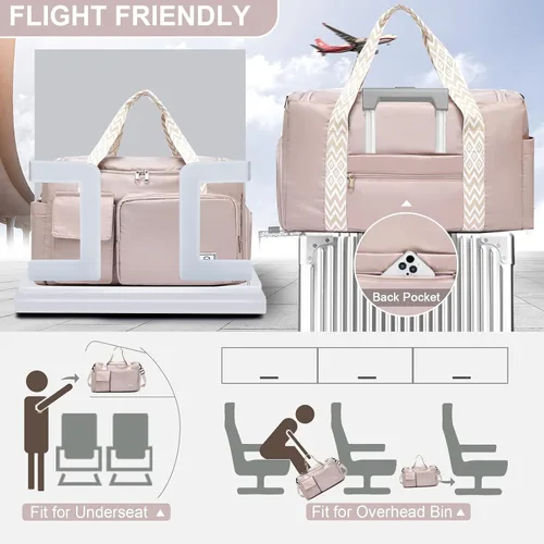 Vista 350 de Pequeña bolsa de gimnasio para mujer, bolsa de viaje con compartimento para zapatos