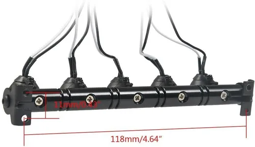 Vista 5 de Barra de luz LED de techo de metal 4 LED para SCX10 D90 TRX-4 1:10 RC Crawler Truck (4 LEDs)