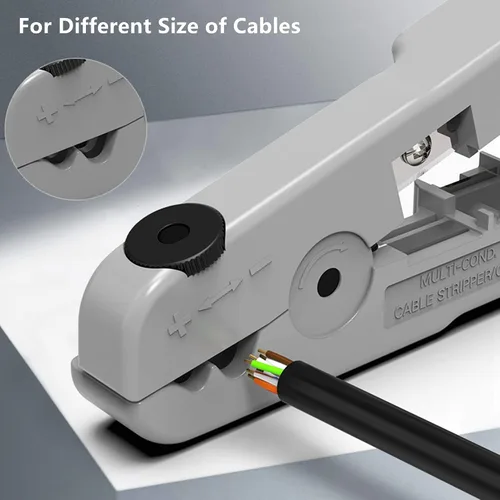 Vista 5 de Yankok [Herramienta de corte y pelado de cables S501B] Gris con profundidad de hoja ajustable para UTP, FTP, STP, CAT5/5e CAT6/6a Ethernet, cables