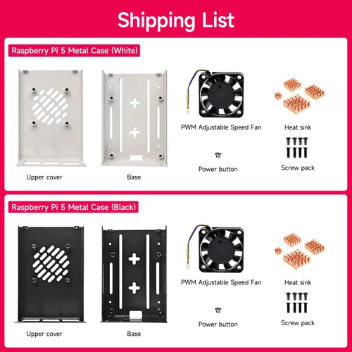 Vista 9 de Yahboom Funda para Raspberry Pi 5 Negro Blanco Metal Enfriamiento Funda Protectora con Ventilador de Velocidad Ajustable Anticolisión (blanco)