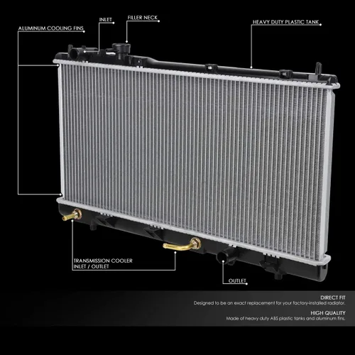 Vista 2 de DNA Motoring OEM-RA-2303 Radiador de refrigeración de aluminio de 1 fila compatible con 99-03 Protege Non Turbo / 02-03 Protege 5 AT, 26-11/16