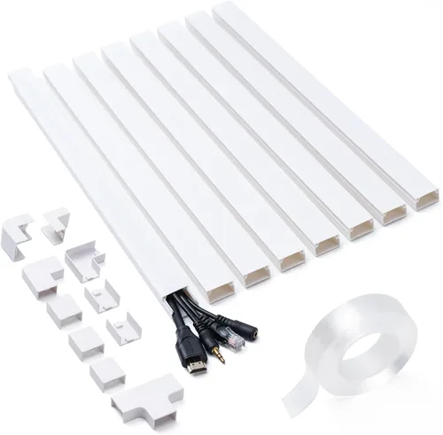 Vista 12 de Ocultador de Cables, Ocultador de Cables de 58 pulgadas, Cubiertas de Cables para Cables en la Pared, Canaleta Cubierta de Cable Pintable