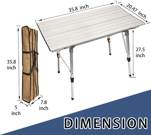 Vista 3 de CampLand - Mesa plegable ajustable de aluminio, ligera, multiuso
