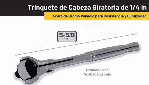 Vista 2 de Titan 11066 Trinquete de cabeza giratoria de 1/4 pulgadas x 5-5/8 pulgadas y 72 dientes
